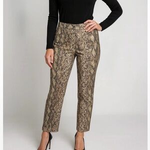 Dana Buchman Brown Snake Print High-Rise Cropped Ankle- Length Pants